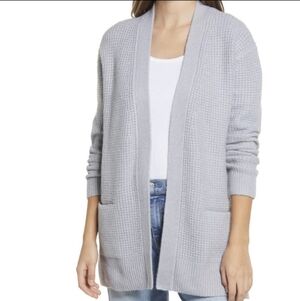 Caslon Open Front Cardigan Sweater Pockets LONG Sleeves In Grey Size S NWT